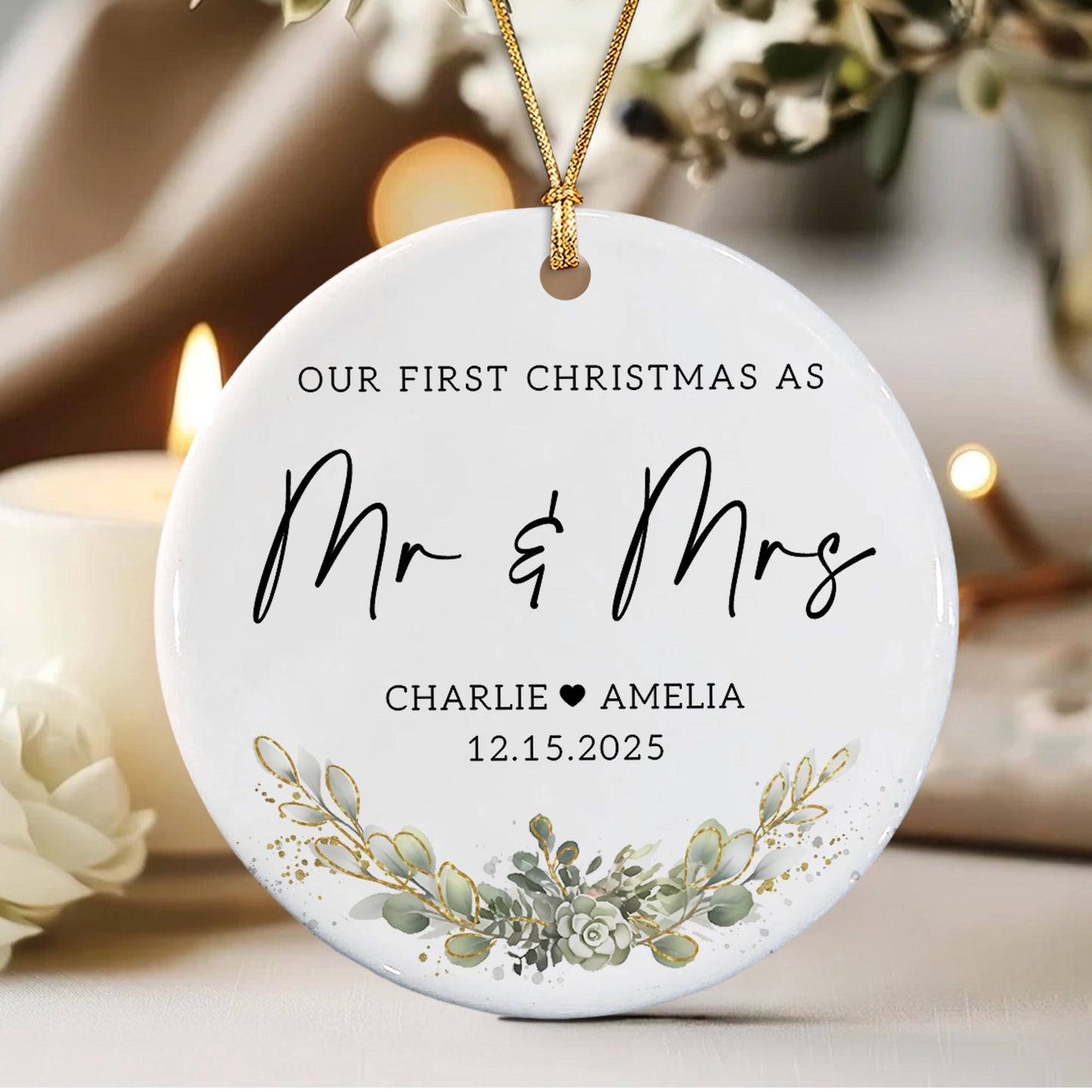 First Christmas Married Ornament, Our 1st Xmas As Mr & Mrs Ornament, Wedding Photo Ornaments, Anniversary Gifts - product image 5