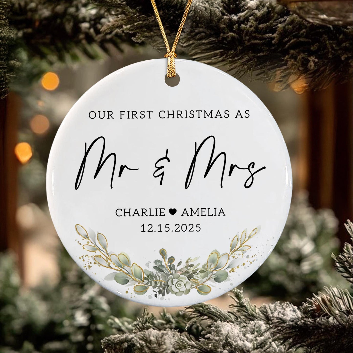 First Christmas Married Ornament, Our 1st Xmas As Mr & Mrs Ornament, Wedding Photo Ornaments, Anniversary Gifts - product image 4