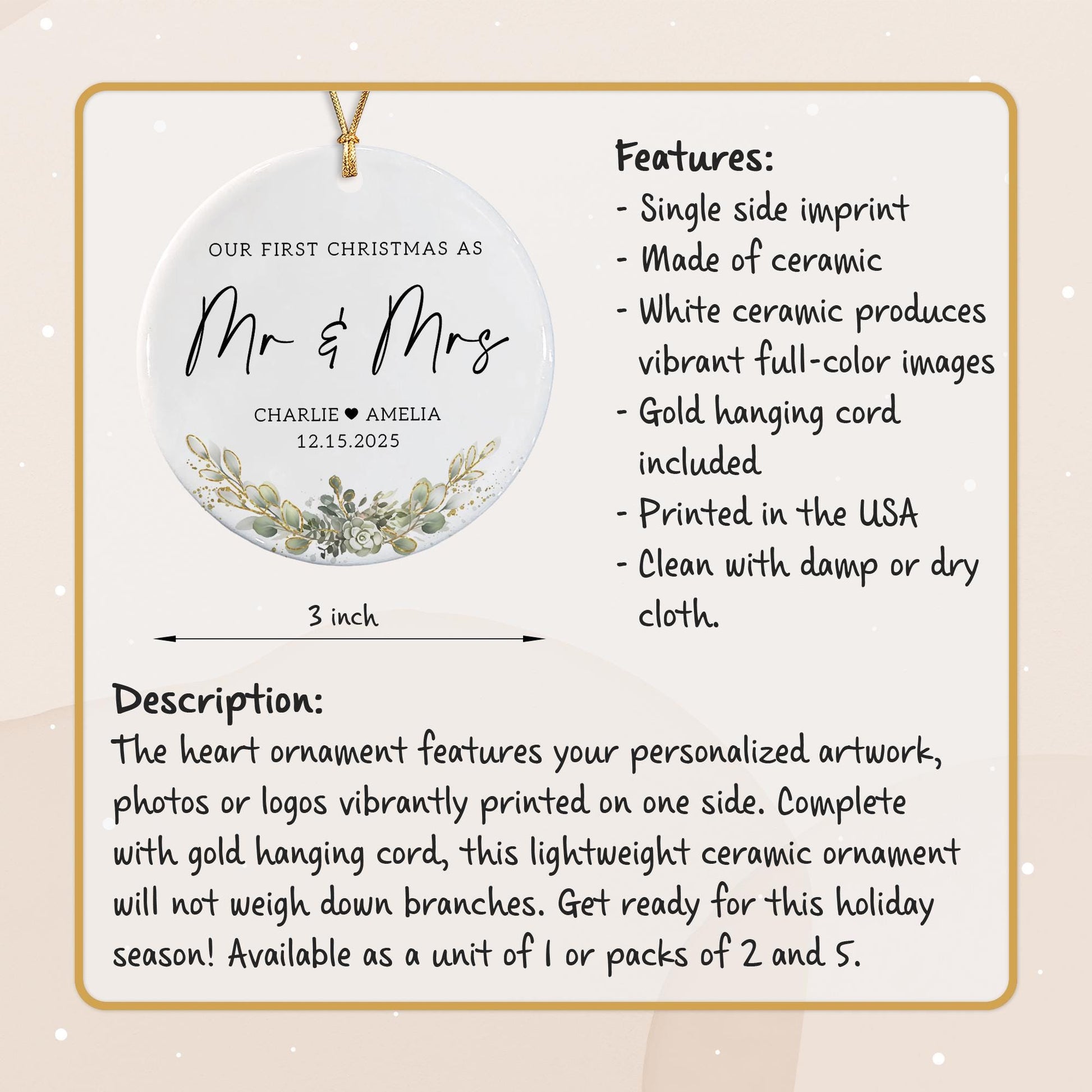 First Christmas Married Ornament, Our 1st Xmas As Mr & Mrs Ornament, Wedding Photo Ornaments, Anniversary Gifts - product image 9