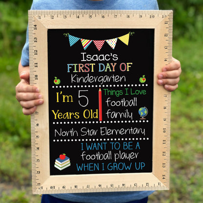 First Day of School Sign, First Day of Kindergarten Sign, 1st Day of Preschool, Back to School Chalkboard, Reusable School Sign, 1st Day - main product image