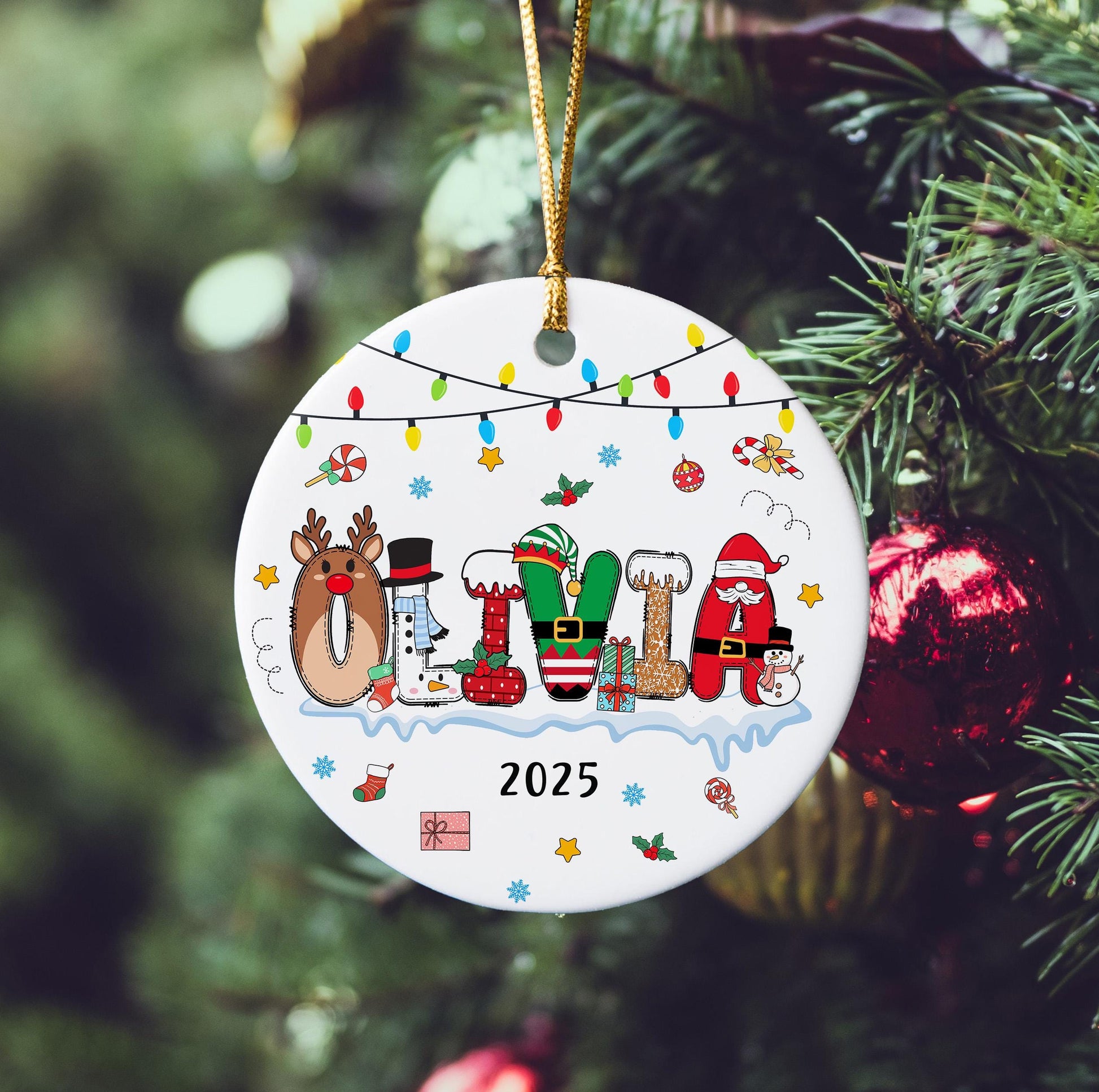Personalized Letter Name Glass Ornament, Initial Christmas Ornament 2026, Family Christmas Keepsake, Christmas Tree decor - product image 5