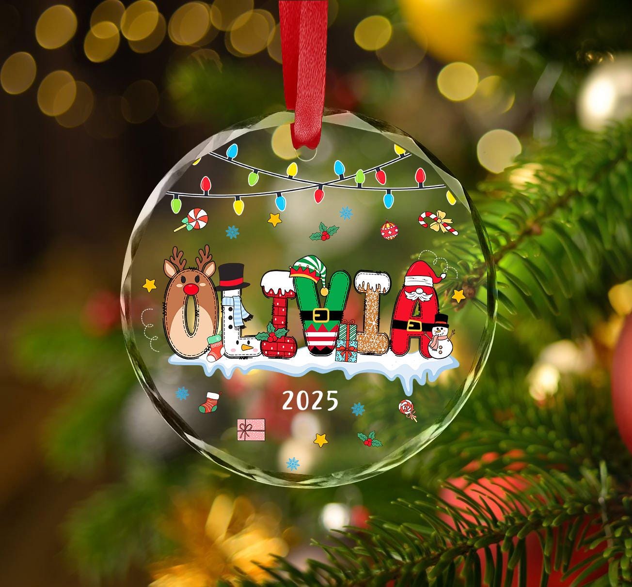 Personalized Letter Name Glass Ornament, Initial Christmas Ornament 2026, Family Christmas Keepsake, Christmas Tree decor - main product image