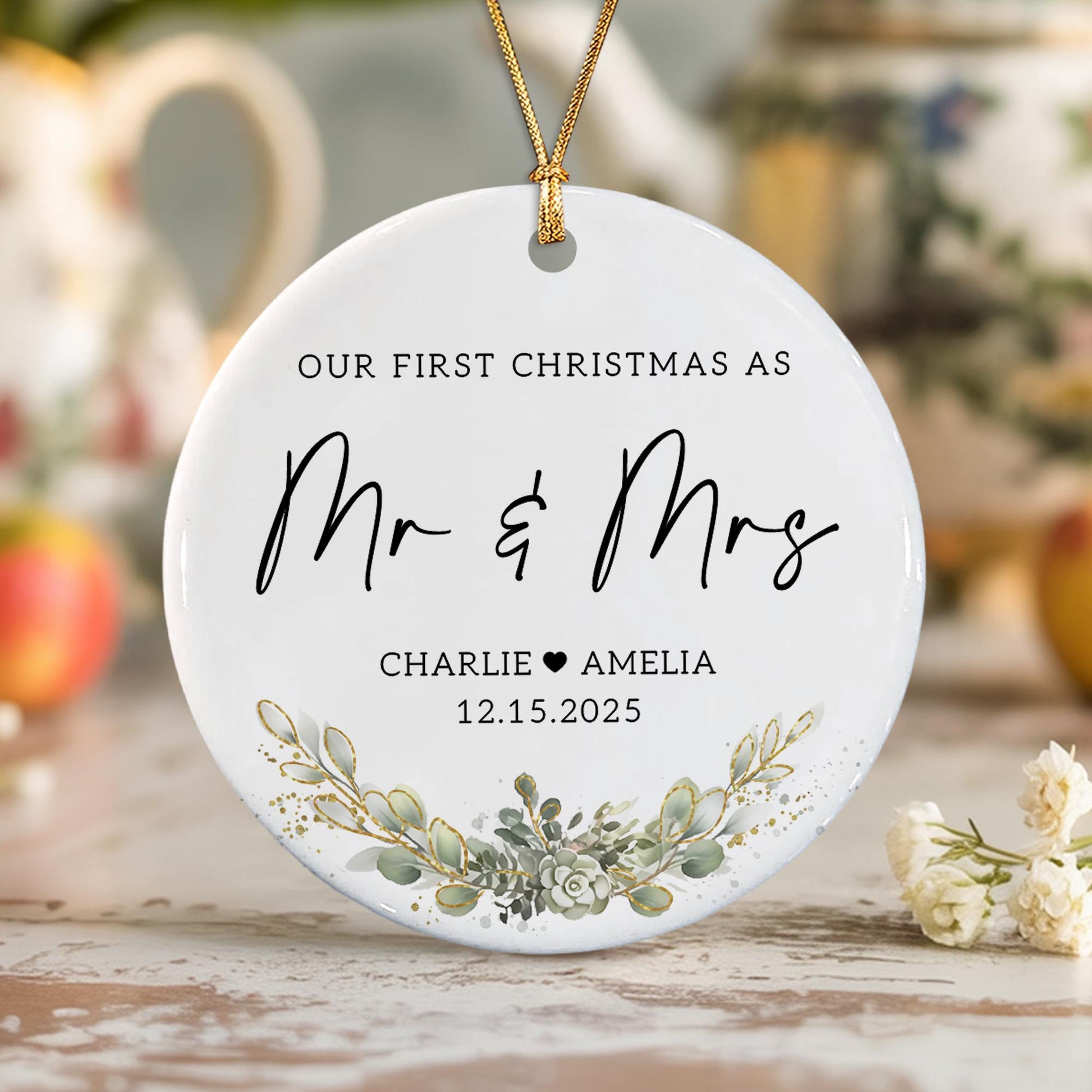 First Christmas Married Ornament, Our 1st Xmas As Mr & Mrs Ornament, Wedding Photo Ornaments, Anniversary Gifts - product image 7