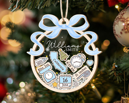 Personalized Baby's First Christmas Ornament: Coquette Bow Girl Newborn Keepsake - 4D Shaker - product image 7
