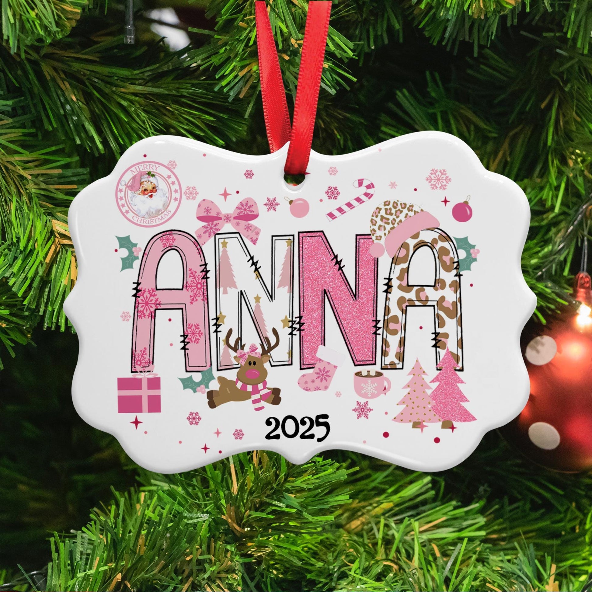 Personalized Girls Name Christmas Ceramic Ornament: Daughter Ornament - product image 8