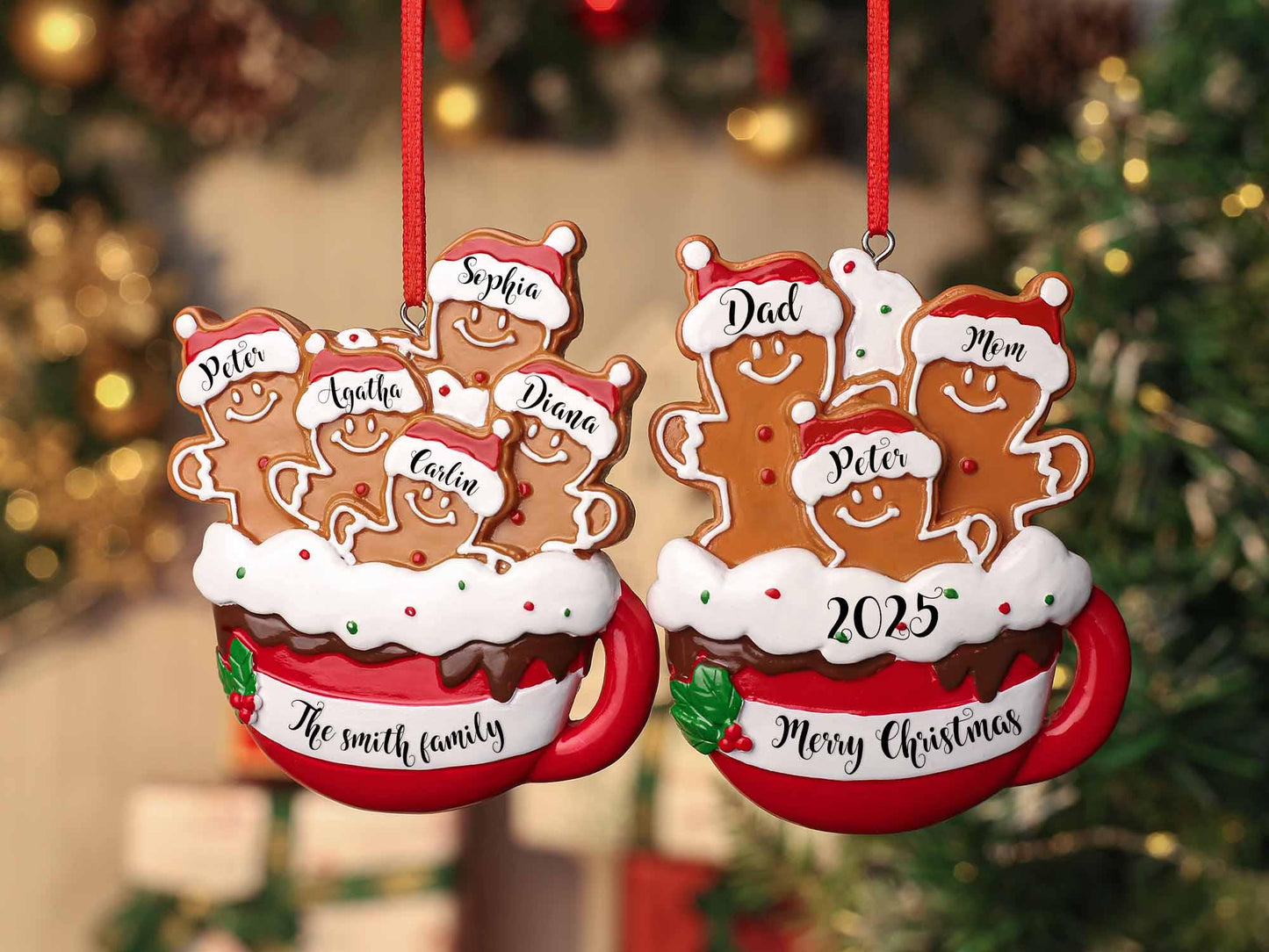 Personalized Resin Family Ornament, Gingerbread Christmas Family Ornament, Gingerbread Family of 2,3,4,5,6 Ornament 2025, Christmas Decor - main product image