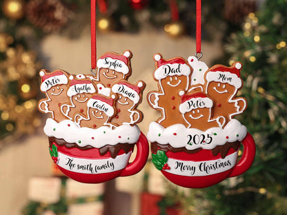 Personalized Resin Family Ornament, Gingerbread Christmas Family Ornament, Gingerbread Family of 2,3,4,5,6 Ornament 2025, Christmas Decor - main product image