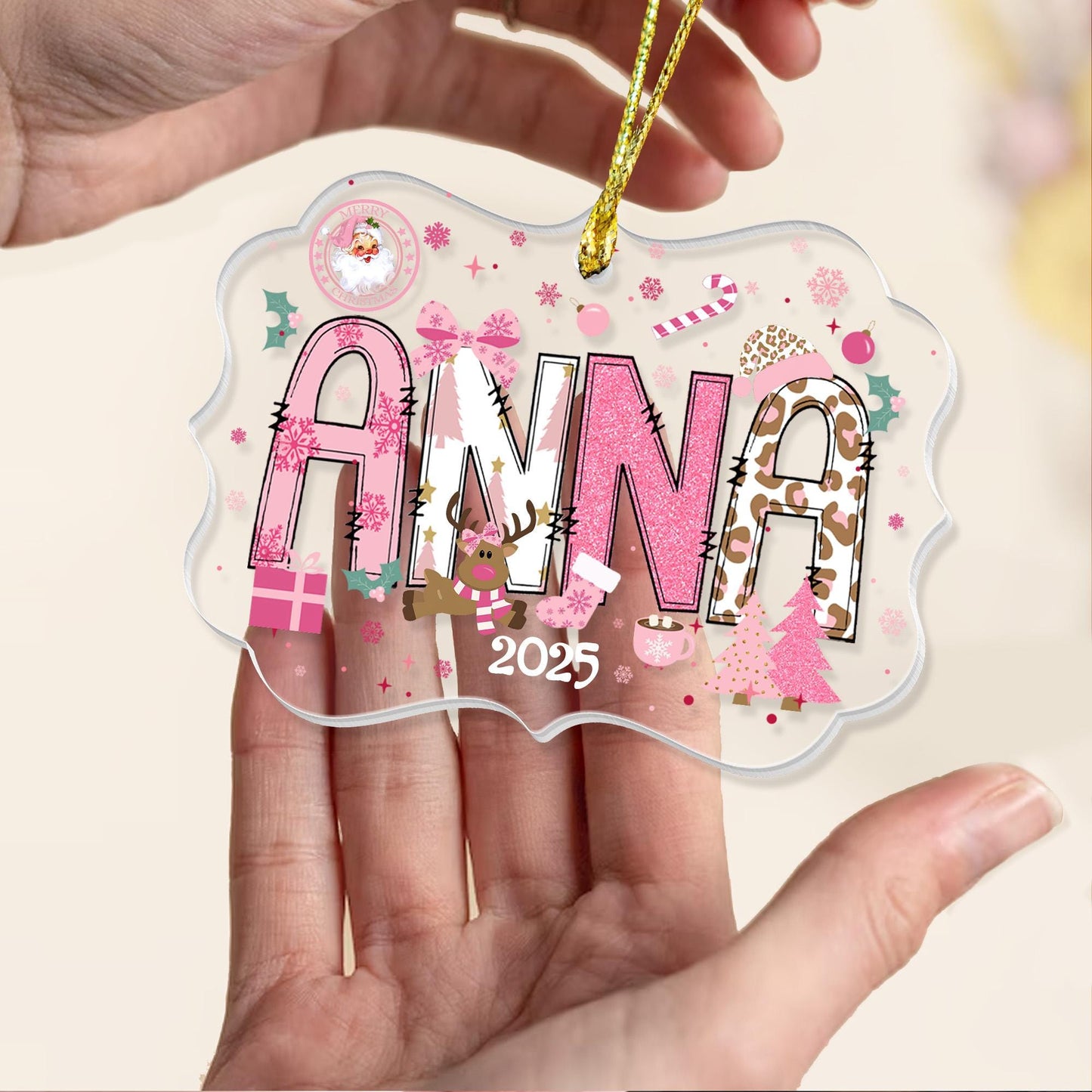 Personalized Girls Name Christmas Ceramic Ornament: Daughter Ornament - product image 4