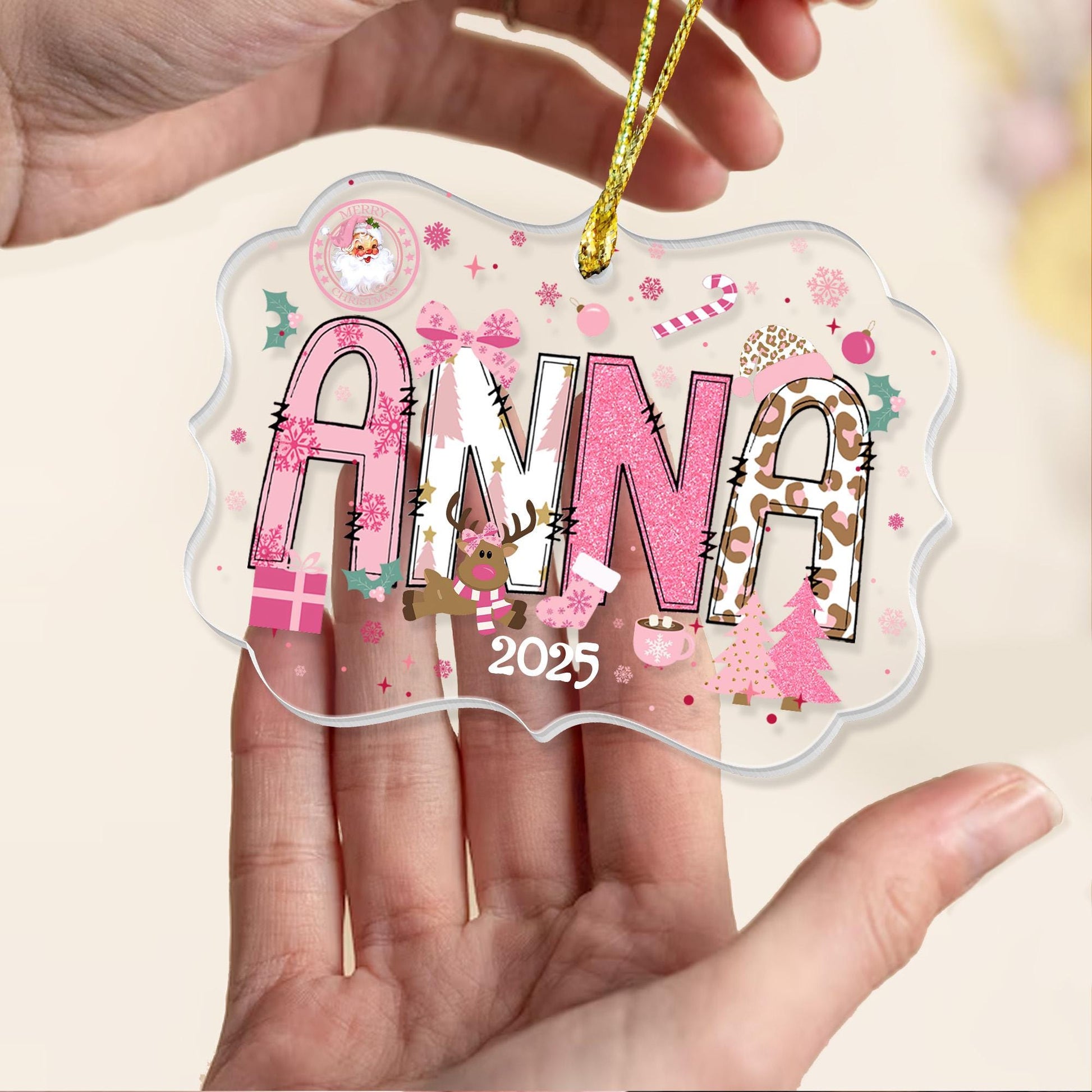 Personalized Girls Name Christmas Ceramic Ornament: Daughter Ornament - product image 4
