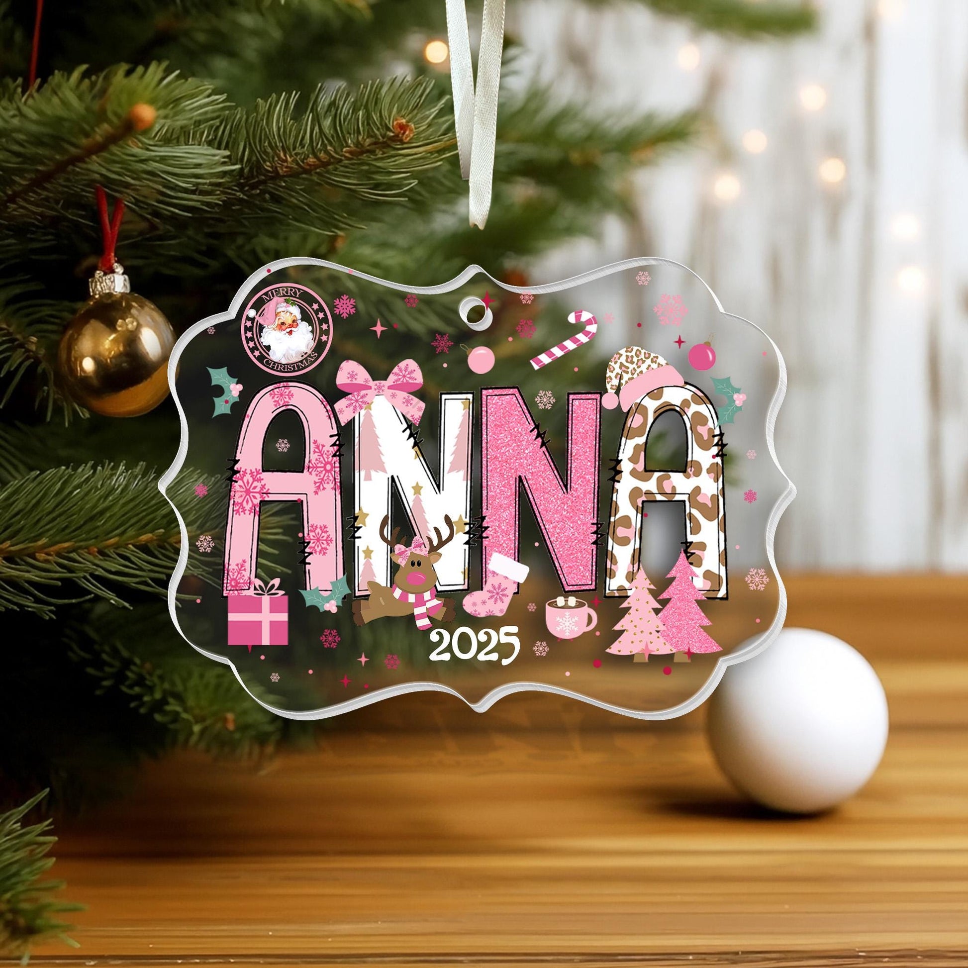 Personalized Girls Name Christmas Ceramic Ornament: Daughter Ornament - product image 2