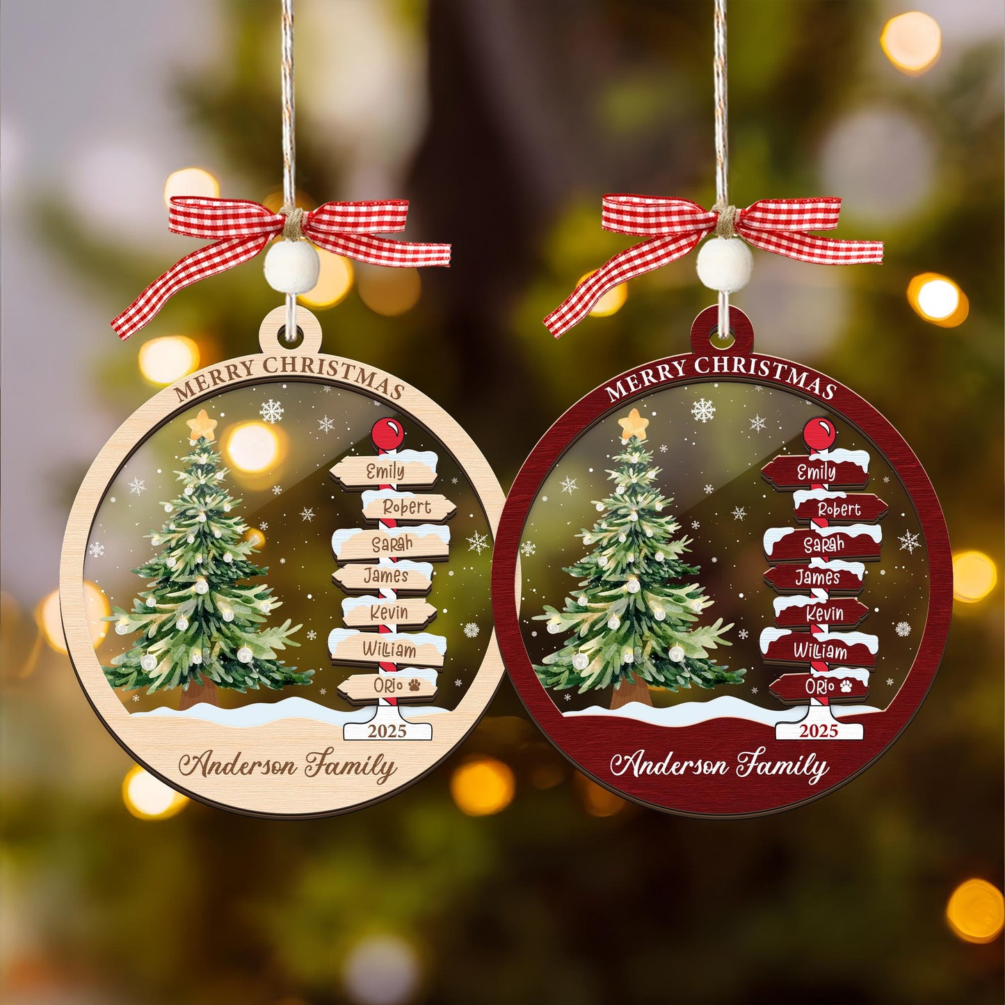 Family Name Christmas Tree Ornaments, Personalized Family Name Ornament, Christmas Tree Ornament Family Names 2026, Holiday Keepsake - product image 2