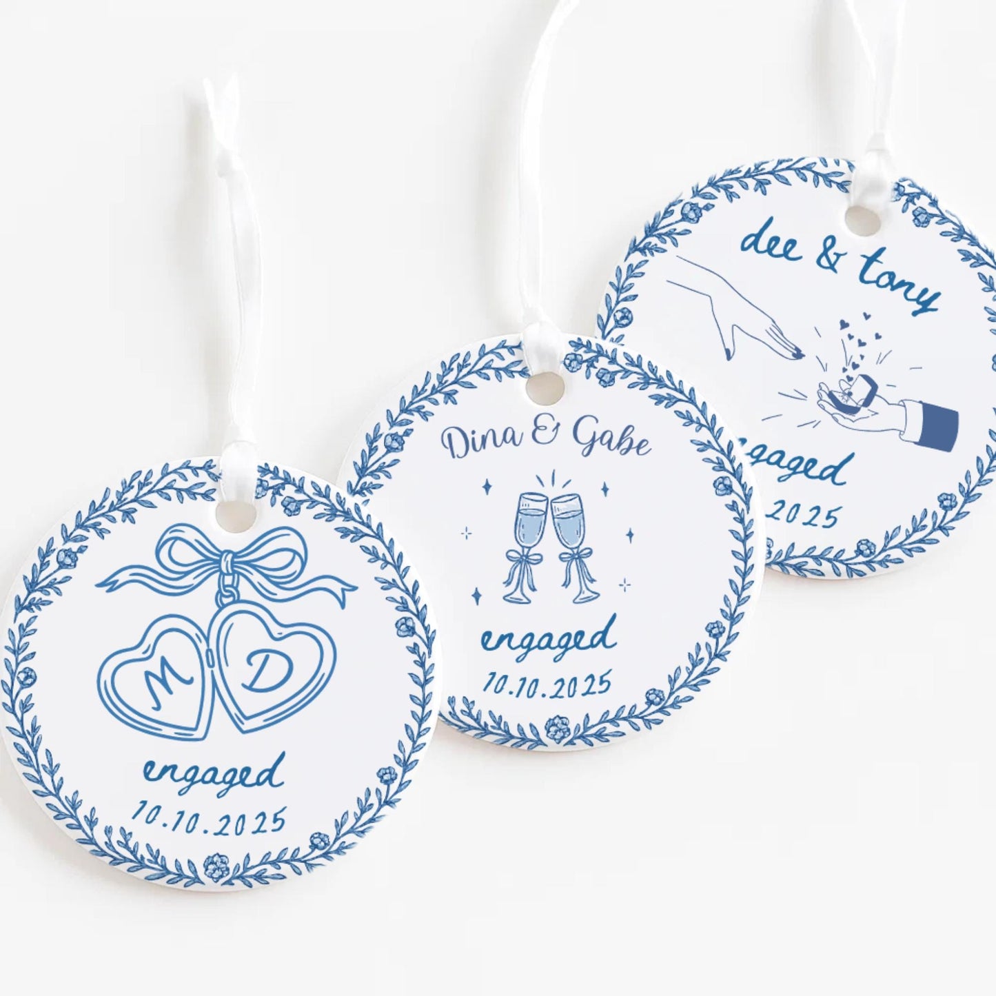 Engagement Ornament 2026, Personalized First Christmas Engaged Ornament, Engagement Gift Basket, Blue Ornament, Ships Today - product image 2