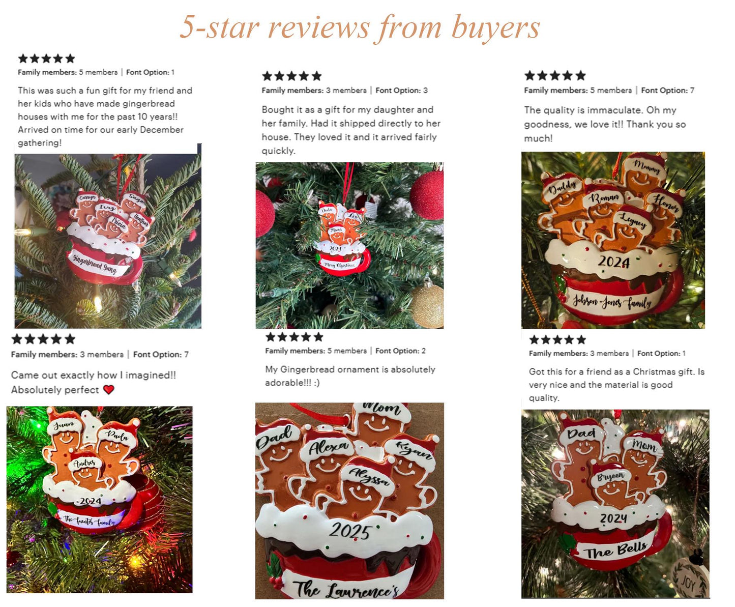 Personalized Resin Family Ornament, Gingerbread Christmas Family Ornament, Gingerbread Family of 2,3,4,5,6 Ornament 2025, Christmas Decor - product image 3