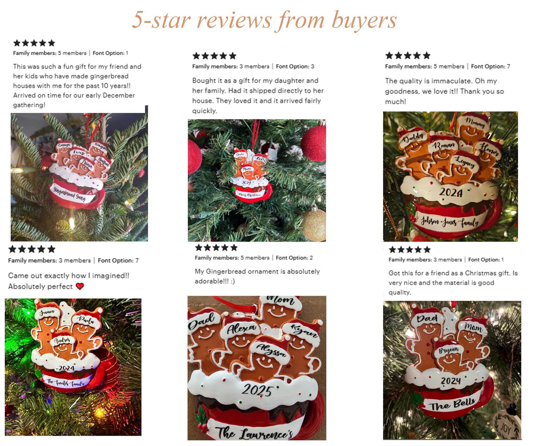 Personalized Resin Family Ornament, Gingerbread Christmas Family Ornament, Gingerbread Family of 2,3,4,5,6 Ornament 2025, Christmas Decor - product image 3