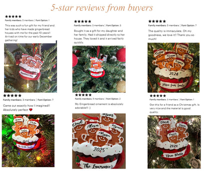 Personalized Resin Family Ornament, Gingerbread Christmas Family Ornament, Gingerbread Family of 2,3,4,5,6 Ornament 2025, Christmas Decor - product image 3