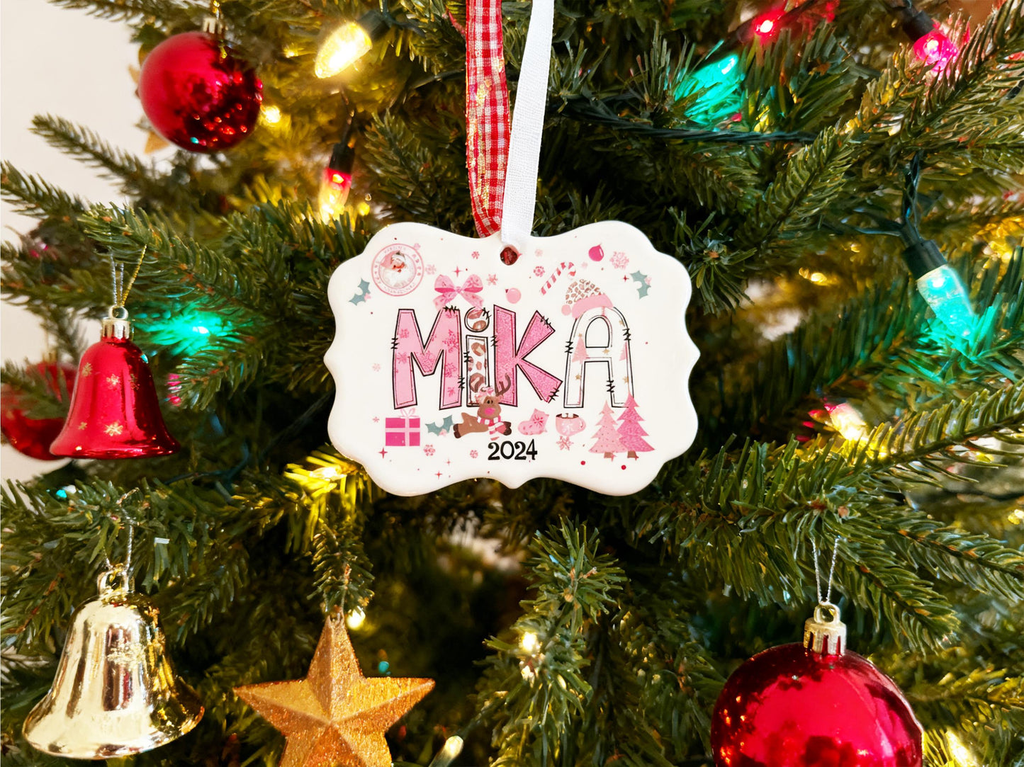 Personalized Name Christmas Ceramic Ornament, Custom Children's Name Christmas Ornaments Christmas Keepsakes, 2025 Newborn Christmas Gifts - product image 2