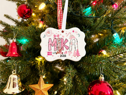 Personalized Name Christmas Ceramic Ornament, Custom Children's Name Christmas Ornaments Christmas Keepsakes, 2025 Newborn Christmas Gifts - product image 2