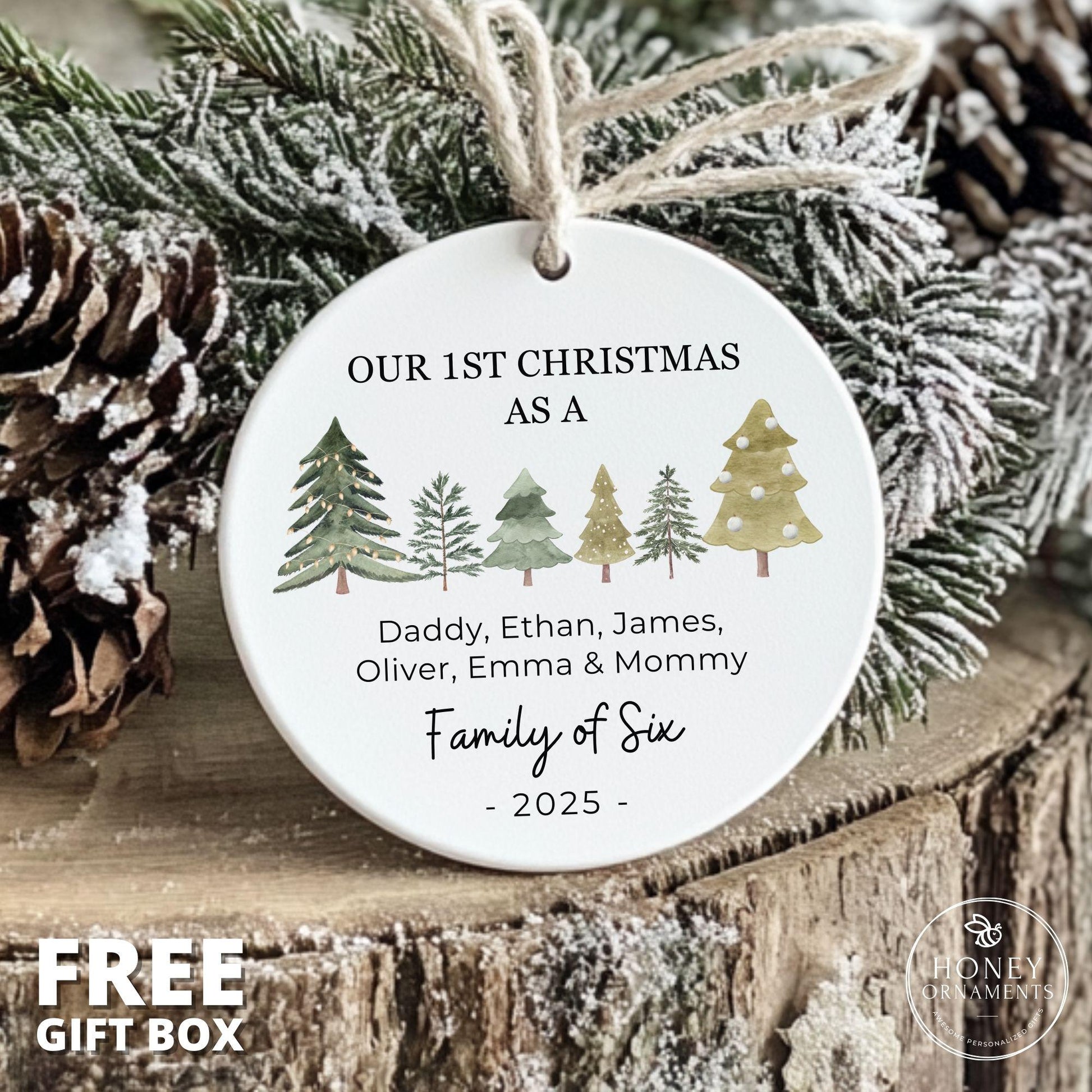 Family of Three Christmas Ornament - Family of 3 Ornament - Family Ornament - Personalized Baby's First Christmas Ornament, New Parent Gift - product image 6