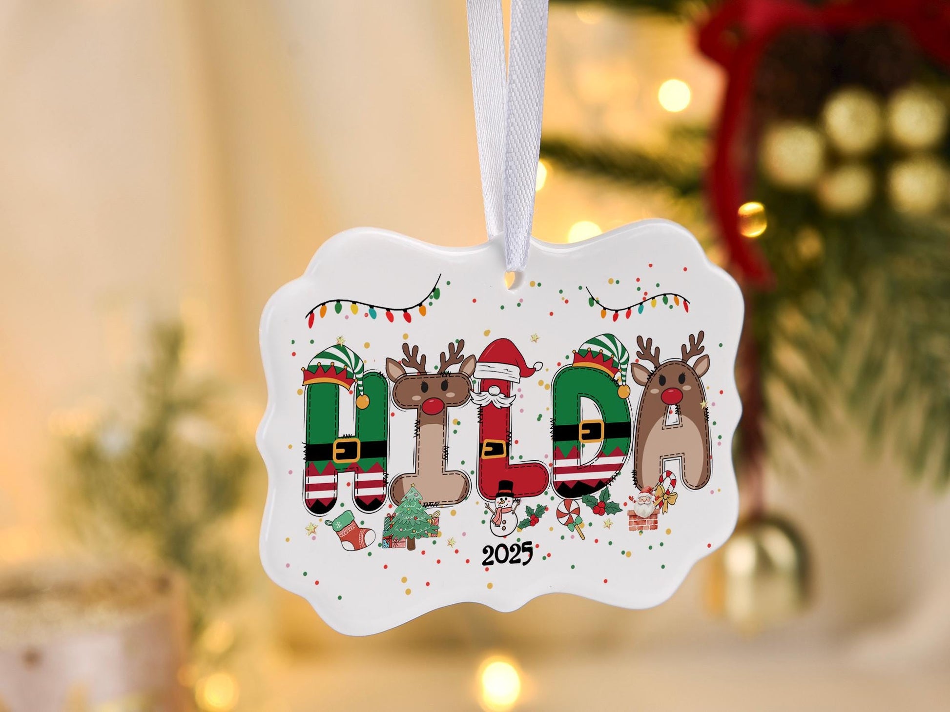 Personalized Kids Christmas Ornaments, 2025 Christmas Ceramic Ornament with Name, Holiday Keepsake, Xmas Gifts for Boys Girls - product image 7