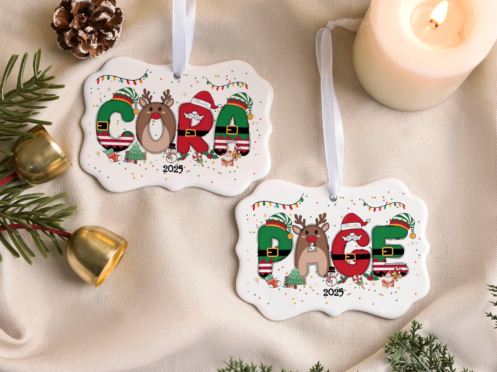 Personalized Kids Christmas Ornaments, 2025 Christmas Ceramic Ornament with Name, Holiday Keepsake, Xmas Gifts for Boys Girls - product image 11
