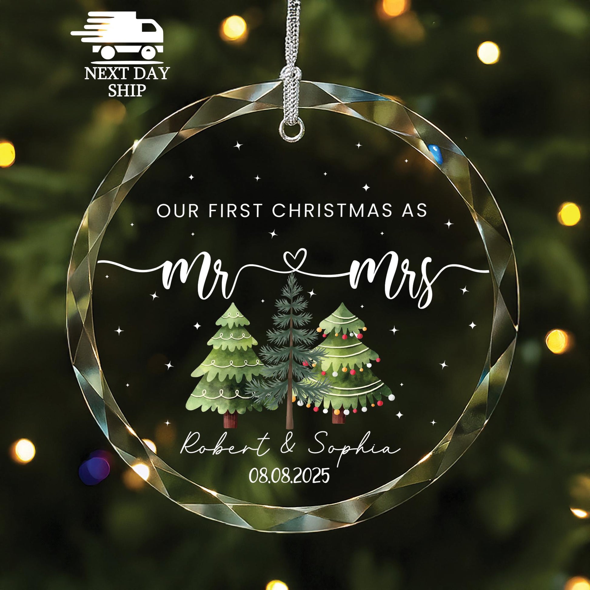 Custom Name Ornament, Our First Christmas As Mr & Mrs Ornament, Gift for Newlywed, Gift for Couple, Christmas Ornament Gift, Family Gift - product image 4