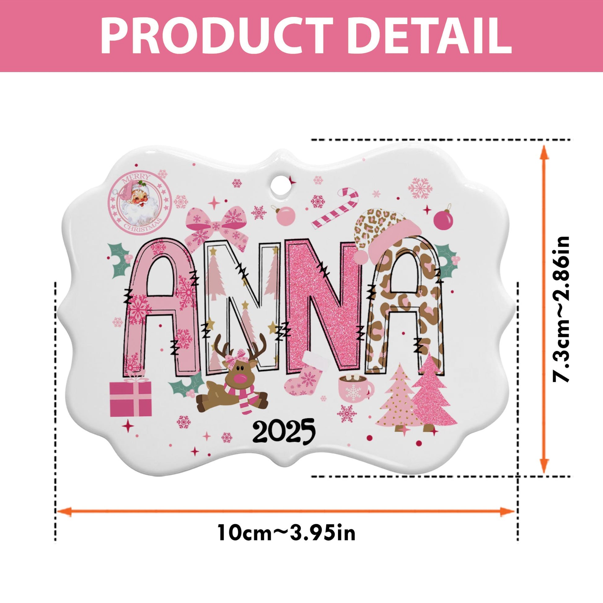 Personalized Girls Name Christmas Ceramic Ornament: Daughter Ornament - product image 9