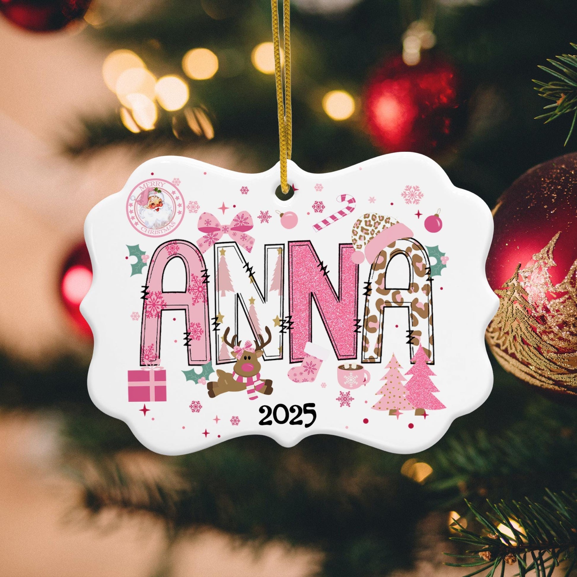 Personalized Girls Name Christmas Ceramic Ornament: Daughter Ornament - product image 7