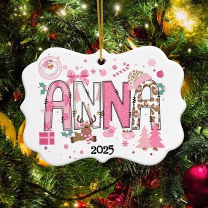 Personalized Girls Name Christmas Ceramic Ornament: Daughter Ornament - main product image