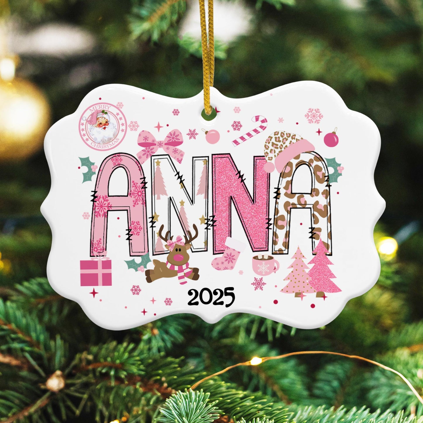 Personalized Girls Name Christmas Ceramic Ornament: Daughter Ornament - product image 5