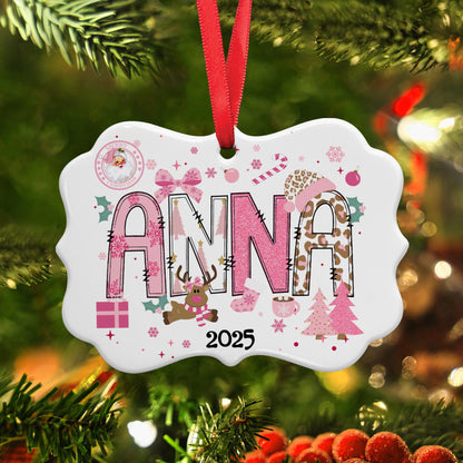 Personalized Girls Name Christmas Ceramic Ornament: Daughter Ornament - product image 3