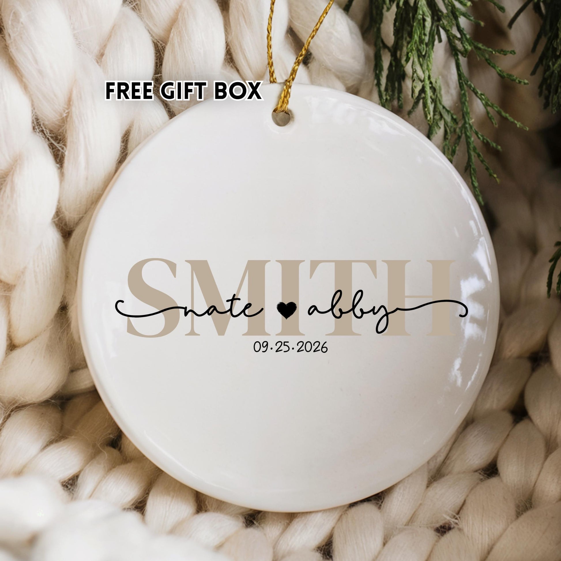 Personalized Wedding Christmas Ornament: 2026 Custom Last Name Keepsake - main product image