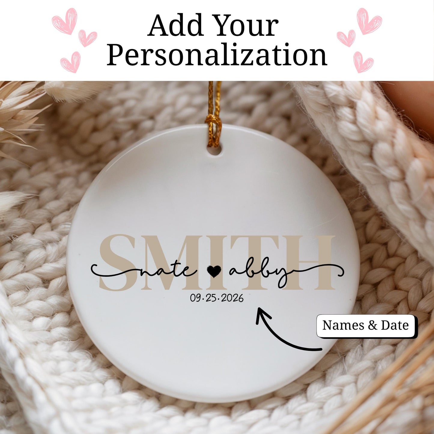 Personalized Wedding Christmas Ornament: 2026 Custom Last Name Keepsake - product image 2