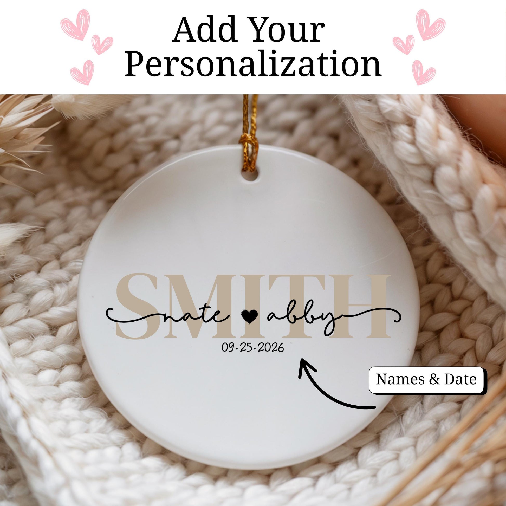 Personalized Wedding Christmas Ornament: 2026 Custom Last Name Keepsake - product image 2