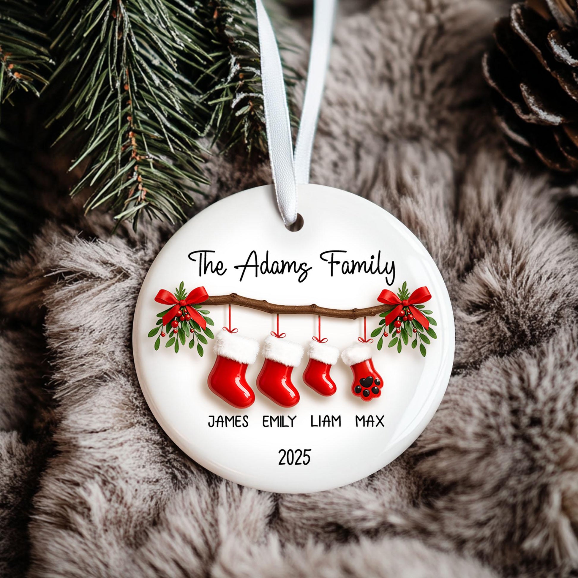 Personalized Family Christmas Ornament With Names, Custom Family of 5 Christmas Keepsake, New Family Christmas Gift, 2025 Stocking Ornament - product image 5
