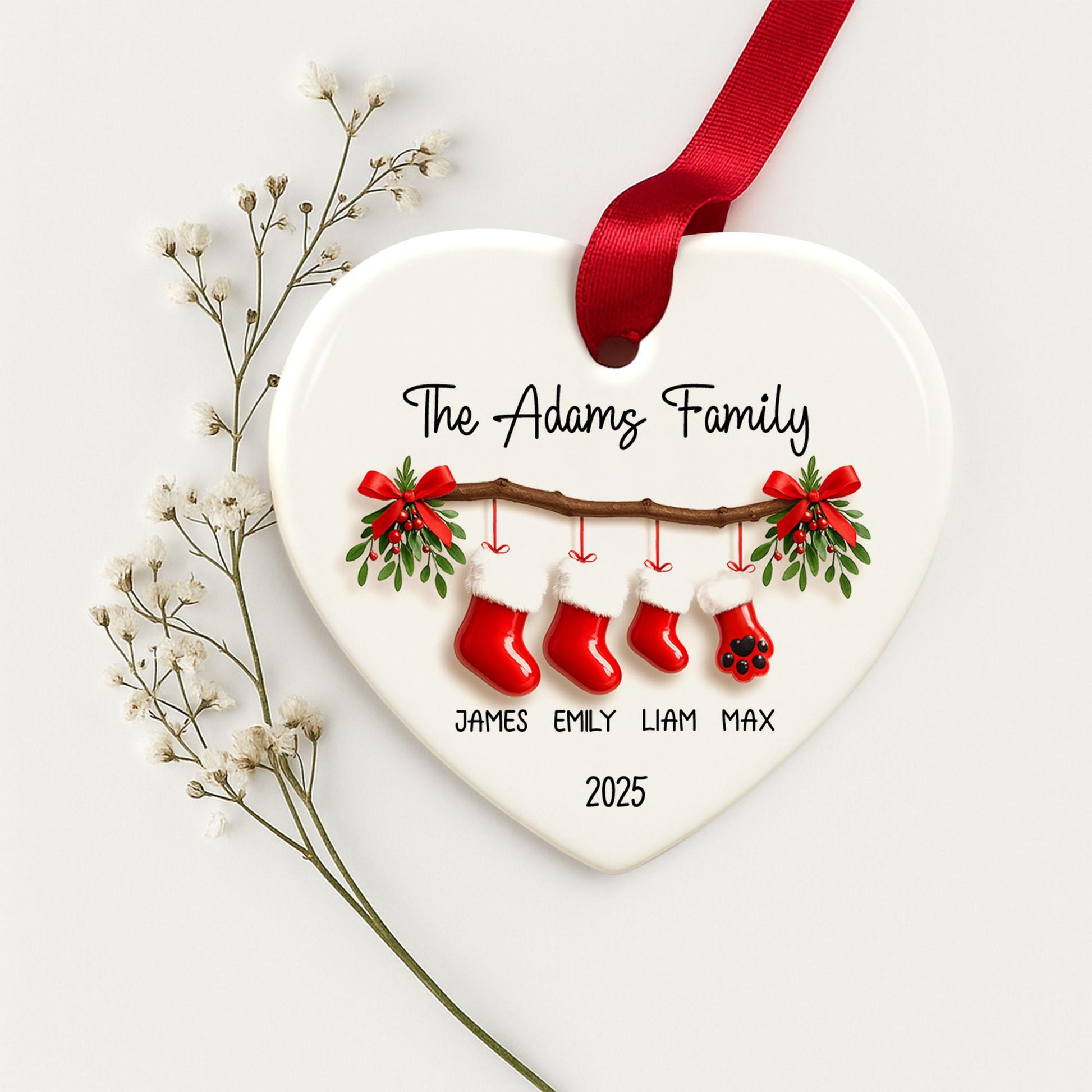 Personalized Family Christmas Ornament With Names, Custom Family of 5 Christmas Keepsake, New Family Christmas Gift, 2025 Stocking Ornament - product image 8