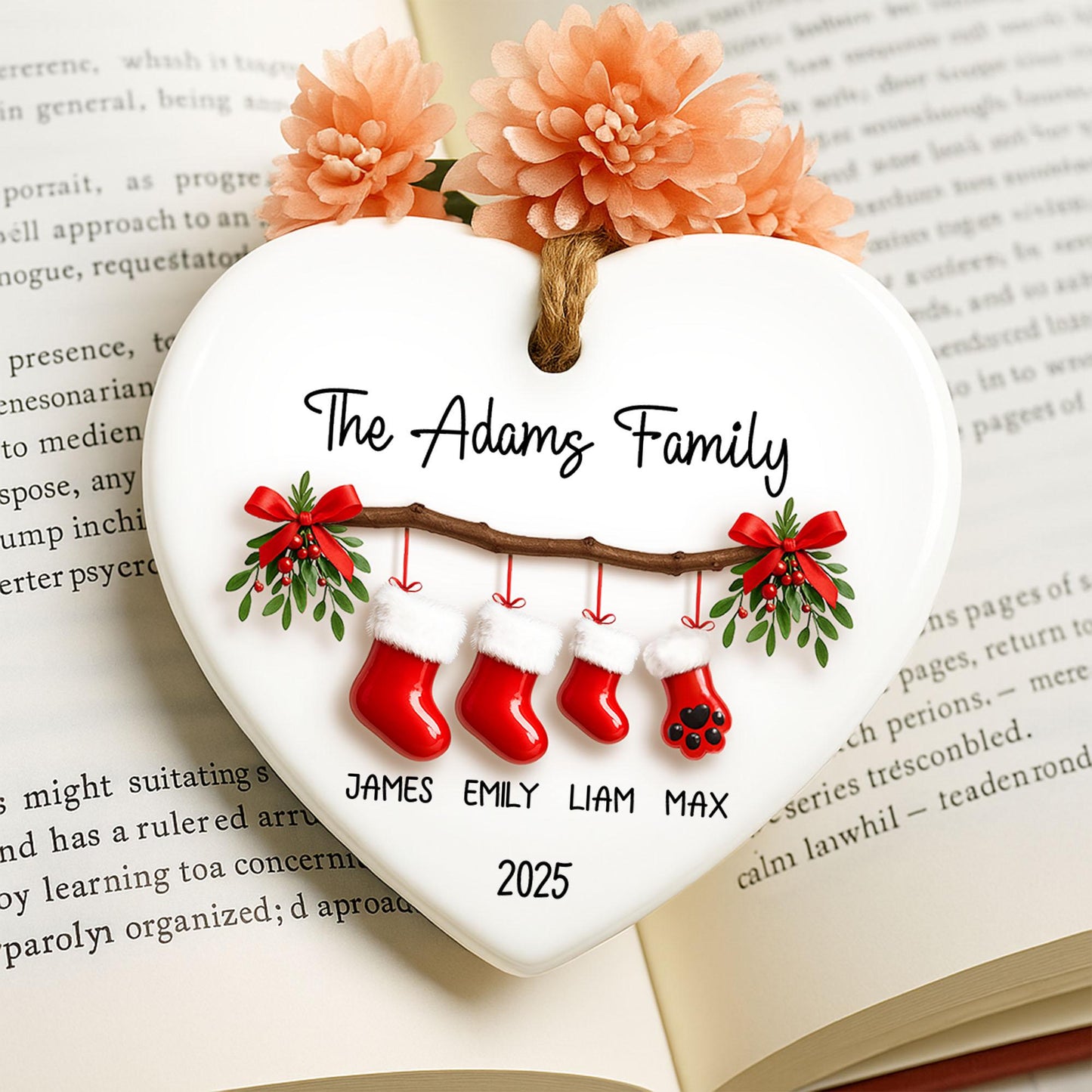 Personalized Family Christmas Ornament With Names, Custom Family of 5 Christmas Keepsake, New Family Christmas Gift, 2025 Stocking Ornament - product image 7
