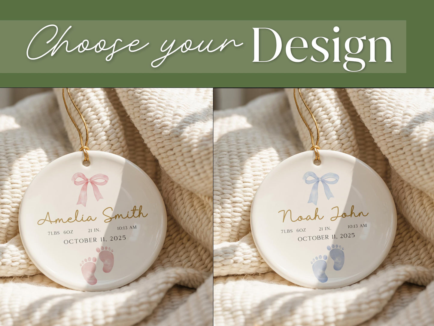 Personalized Baby Ornament – Birth Stats Keepsake Gift - product image 2