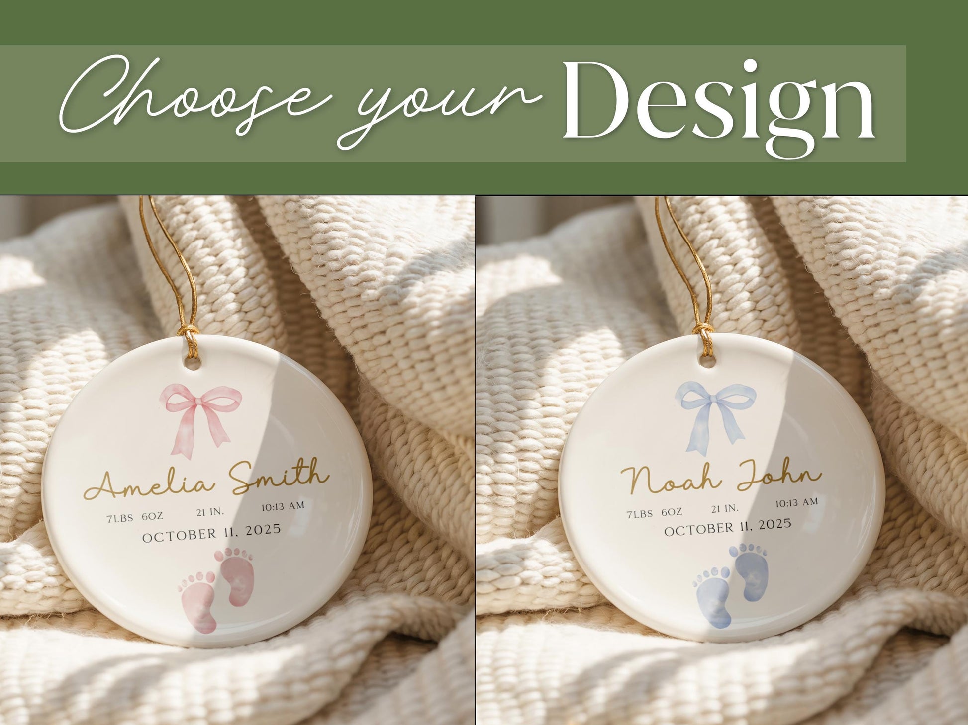 Personalized Baby Ornament – Birth Stats Keepsake Gift - product image 2