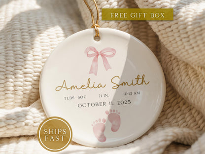 Personalized Baby Ornament – Birth Stats Keepsake Gift - main product image