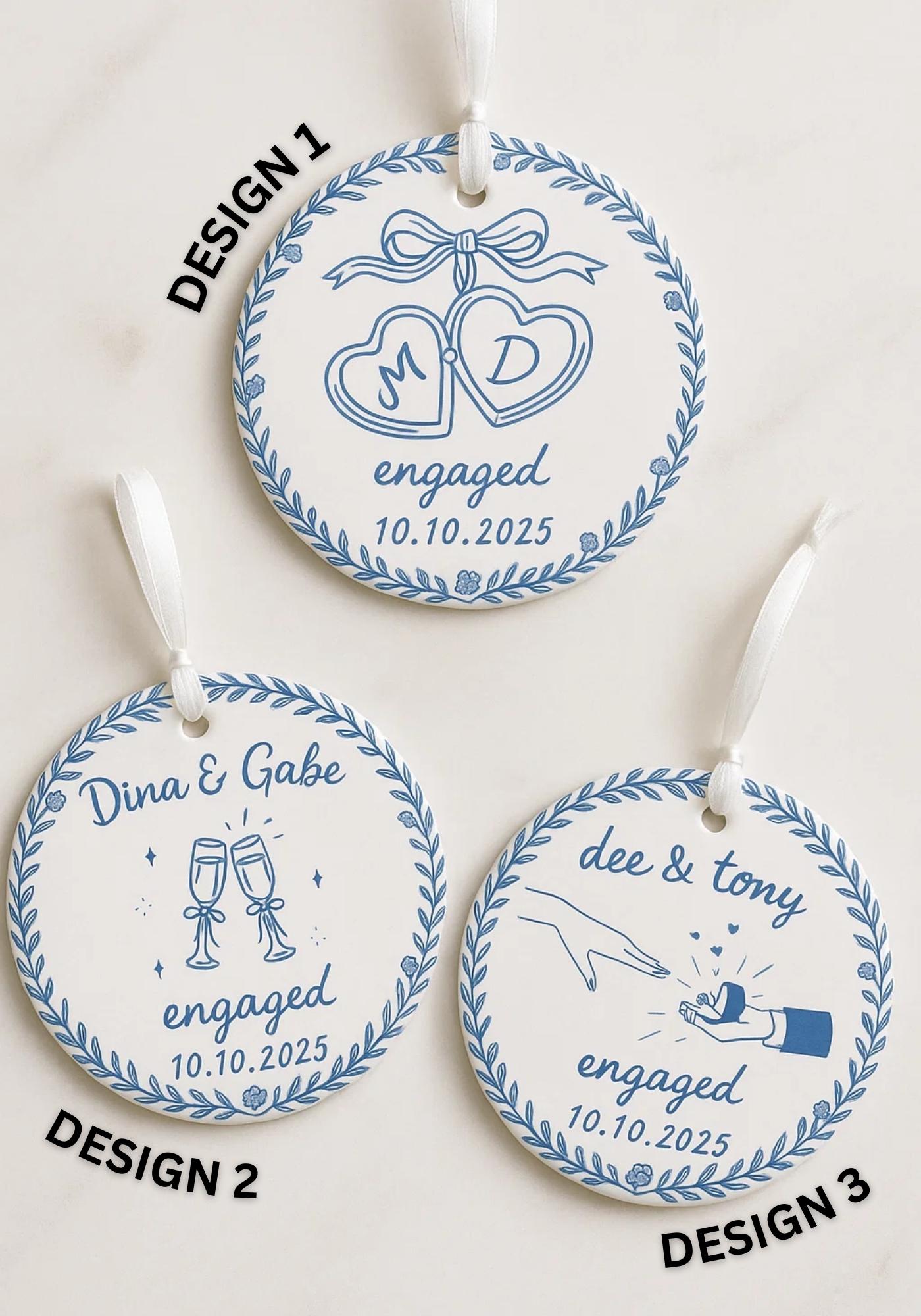 Engagement Ornament 2026, Personalized First Christmas Engaged Ornament, Engagement Gift Basket, Blue Ornament, Ships Today - product image 3