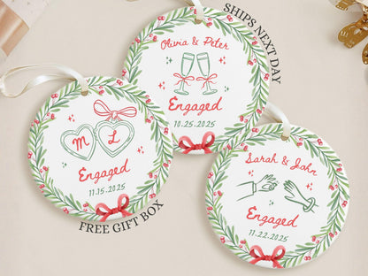 Custom Engagement Ornament, Personalized Engaged Ornament Gifts for Engaged Couple Engagement Gifts Engagement Christmas Ornament Keepsake - main product image