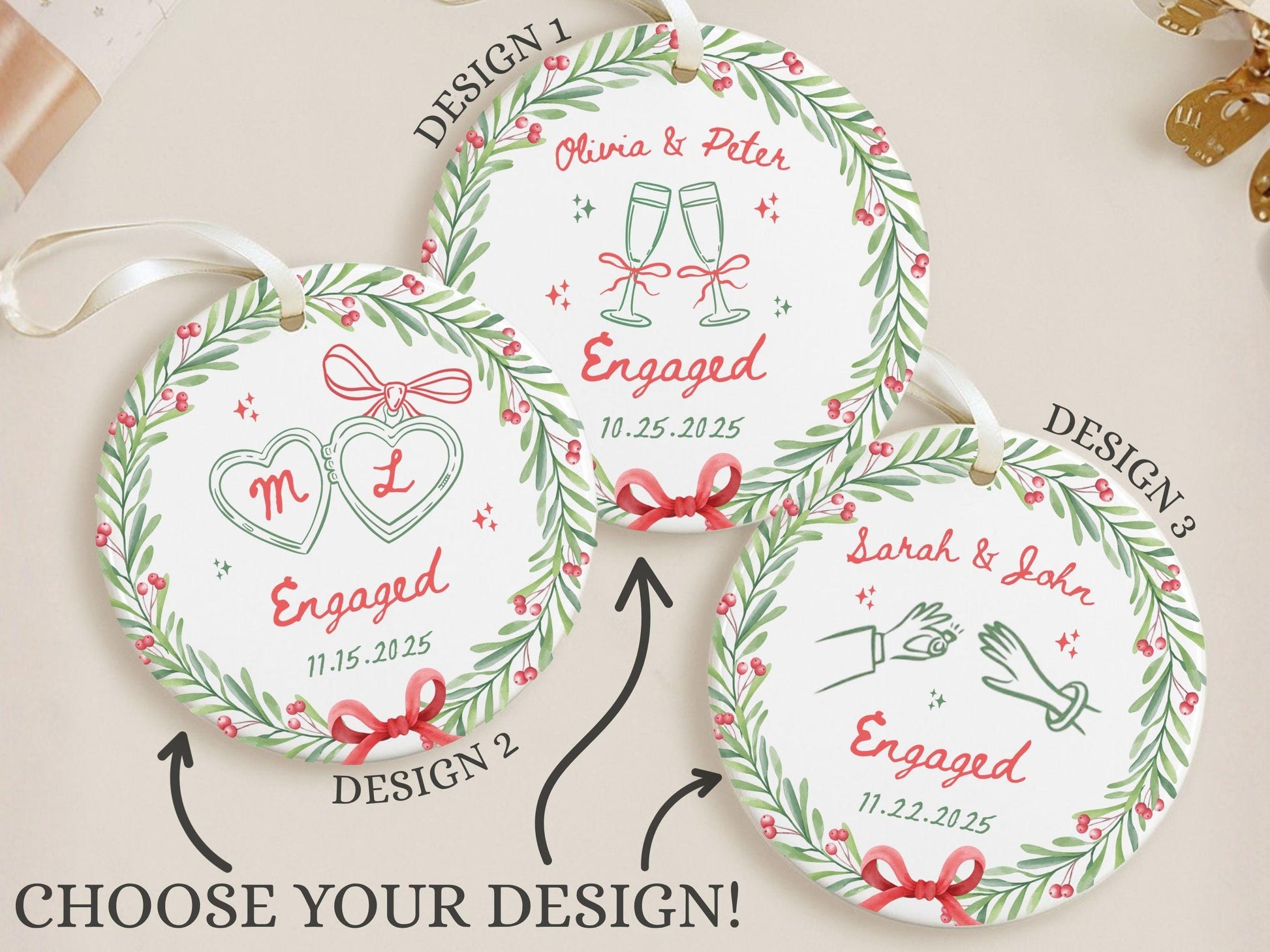 Custom Engagement Ornament, Personalized Engaged Ornament Gifts for Engaged Couple Engagement Gifts Engagement Christmas Ornament Keepsake - product image 2