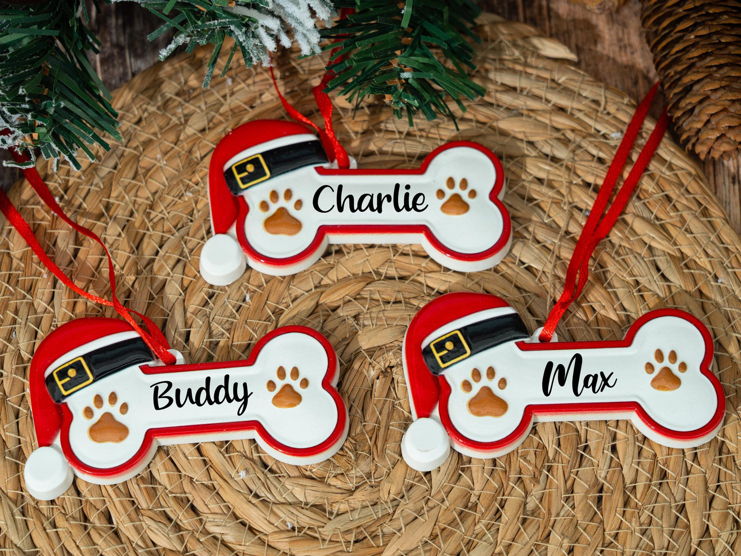Custom Dog Paw Ornament,Personalized Pet Bone Xmas Decoration, New Puppy Gift 2025,Resin Christmas Tree Ornament for Dog Owner, Pet Keepsake - main product image