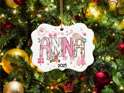 Personalized Name Christmas Ceramic Ornament, Custom Children's Name Christmas Ornaments Christmas Keepsakes, 2025 Newborn Christmas Gifts - product image 5