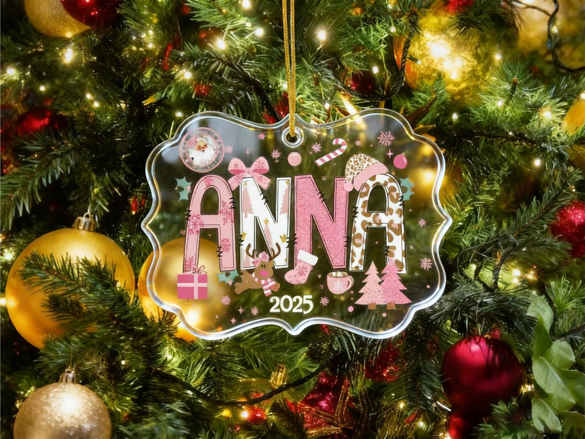 Personalized Name Christmas Ceramic Ornament, Custom Children's Name Christmas Ornaments Christmas Keepsakes, 2025 Newborn Christmas Gifts - main product image