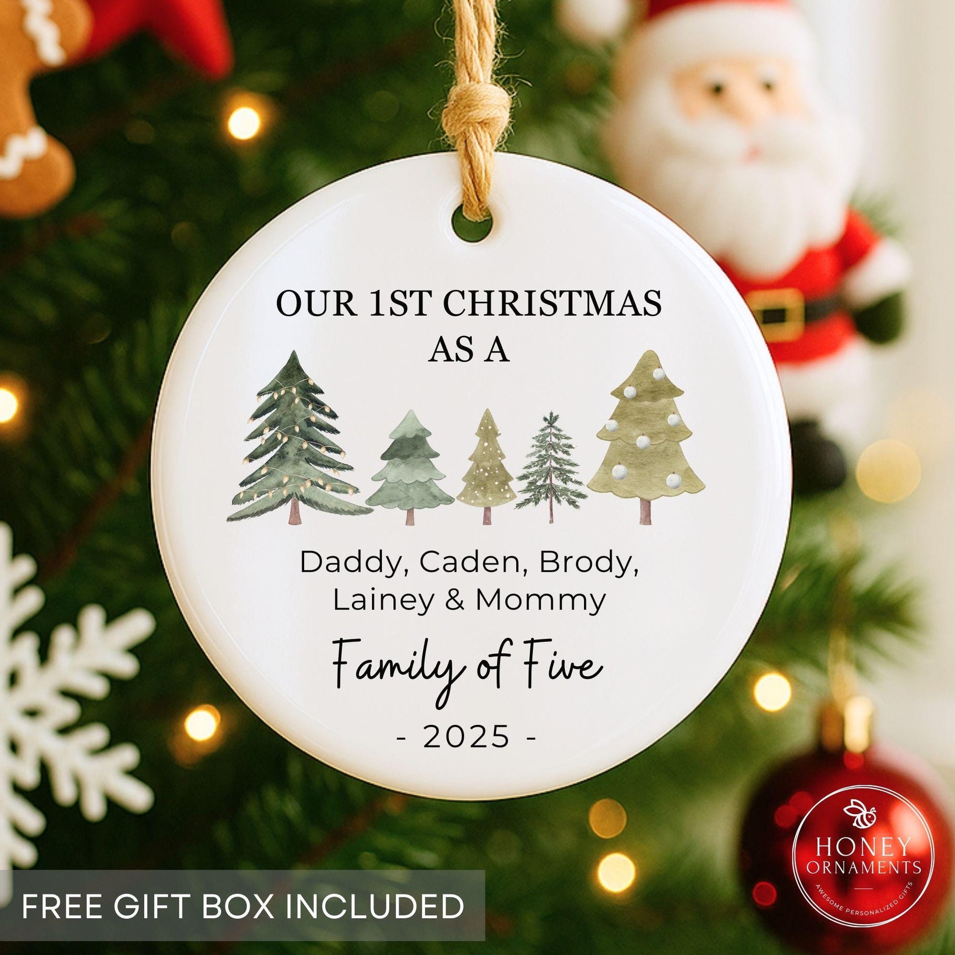 Family of Three Christmas Ornament - Family of 3 Ornament - Family Ornament - Personalized Baby's First Christmas Ornament, New Parent Gift - product image 5