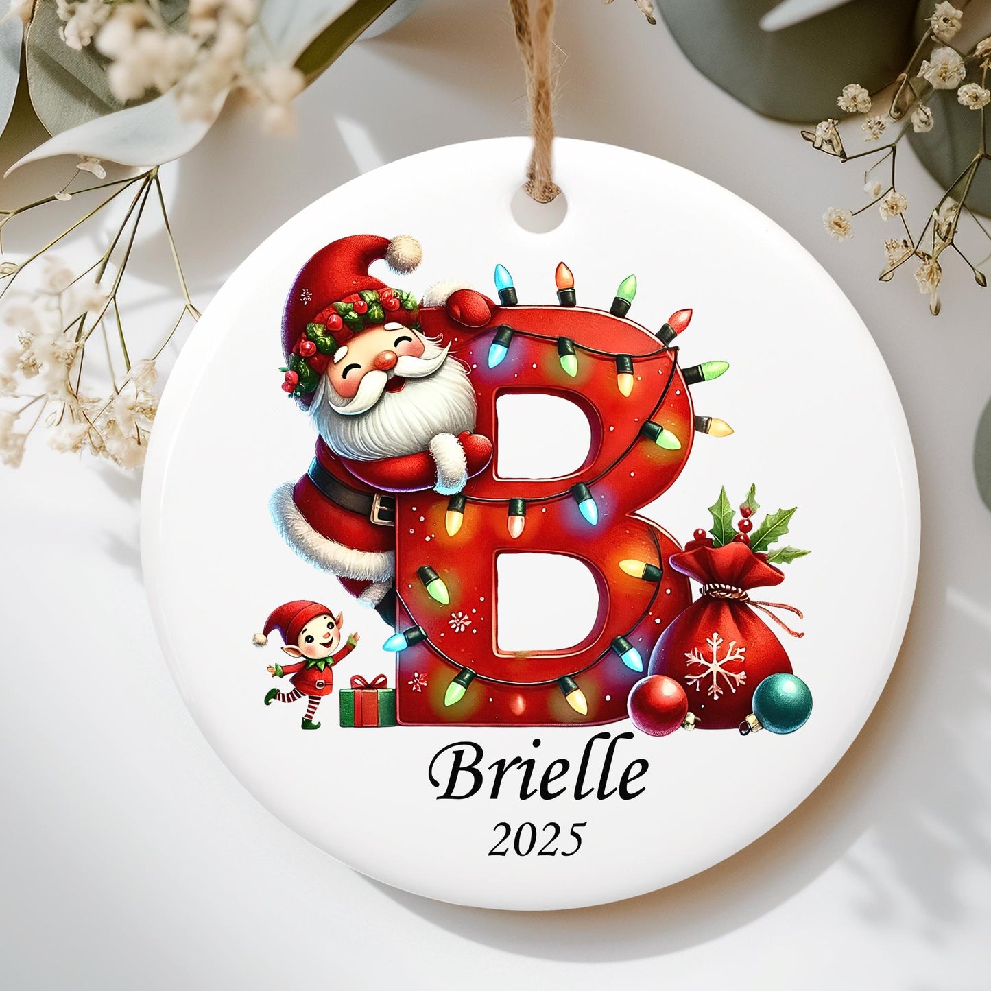 Letter Name Ornament, Santa Elf Ornament Personalized Christmas Ornament 2025, Custom Initial ornament, Christmas ornament for kids, Family - product image 4