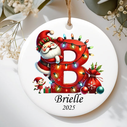 Letter Name Ornament, Santa Elf Ornament Personalized Christmas Ornament 2025, Custom Initial ornament, Christmas ornament for kids, Family - product image 4