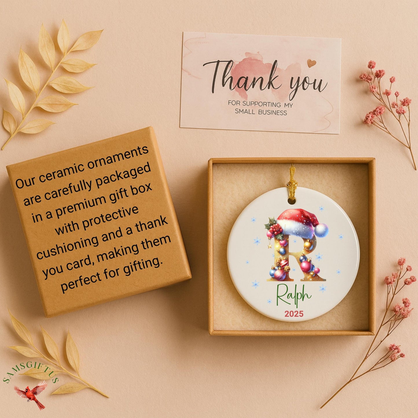 Personalized Monogram Keepsake Ornament 2026 – Custom Initial Name Decor, Family Memory Gift, Holiday & Yearly Ornament - product image 7