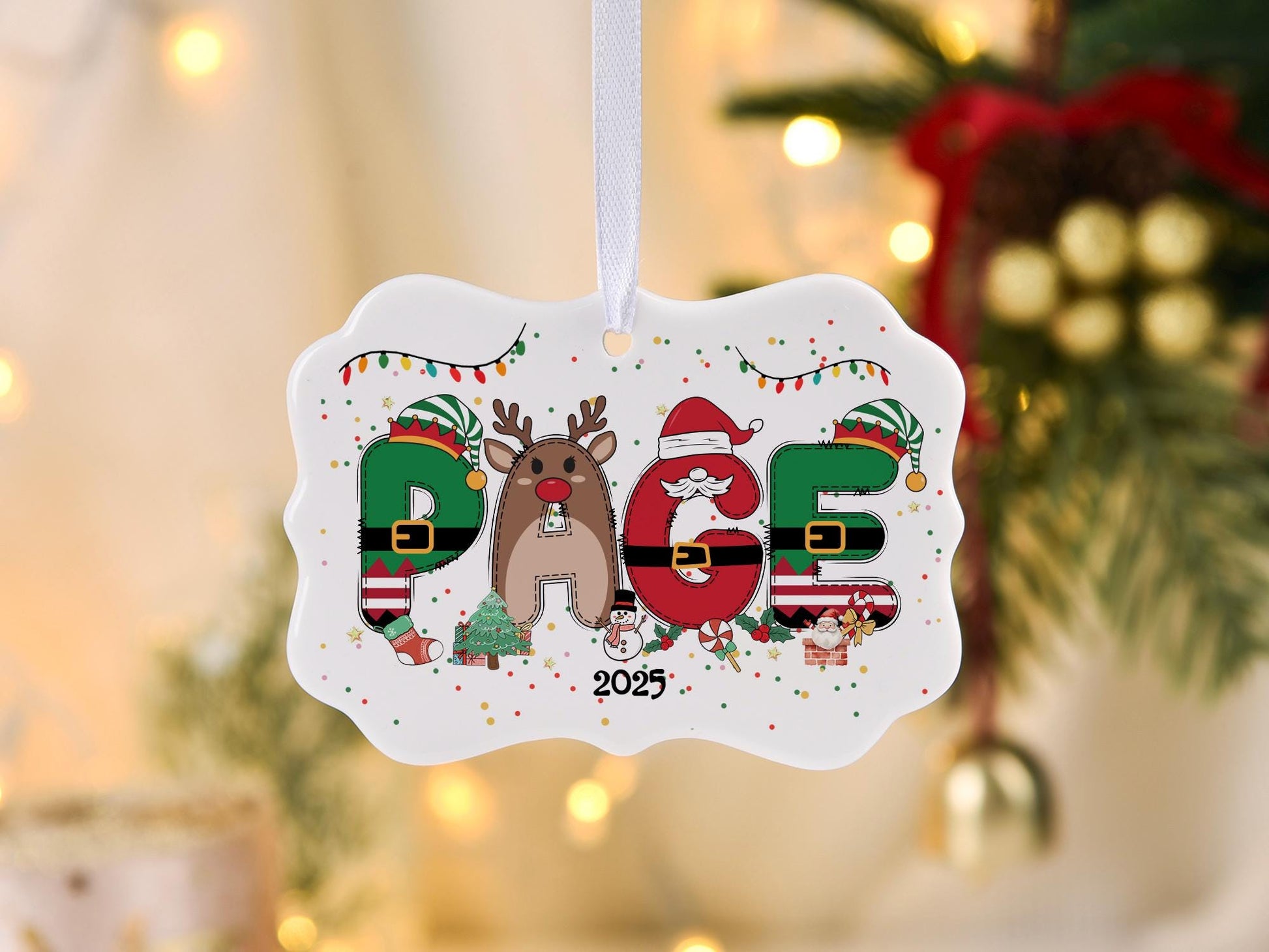 Personalized Kids Christmas Ornaments, 2025 Christmas Ceramic Ornament with Name, Holiday Keepsake, Xmas Gifts for Boys Girls - product image 2